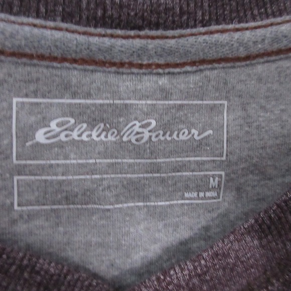 Eddie Bauer Henley Shirt‎ Men Brown Waffle Knit Button Preppy Base Layer Comfort - Picture 4 of 10